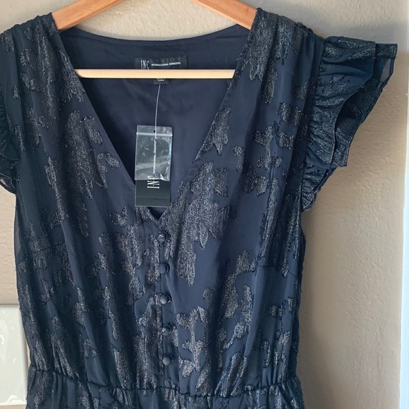 I.N.C. INTERNATIONAL CONCEPTS Ruffle Sleeve Sparkle Brit Prairie Dress - Picture 2 of 13